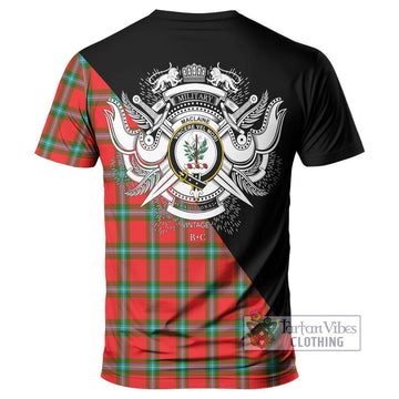 MacLaine (McLaine) Tartan T-Shirt with Family Crest and Military Logo Style - Tartanvibesclothing Shop
