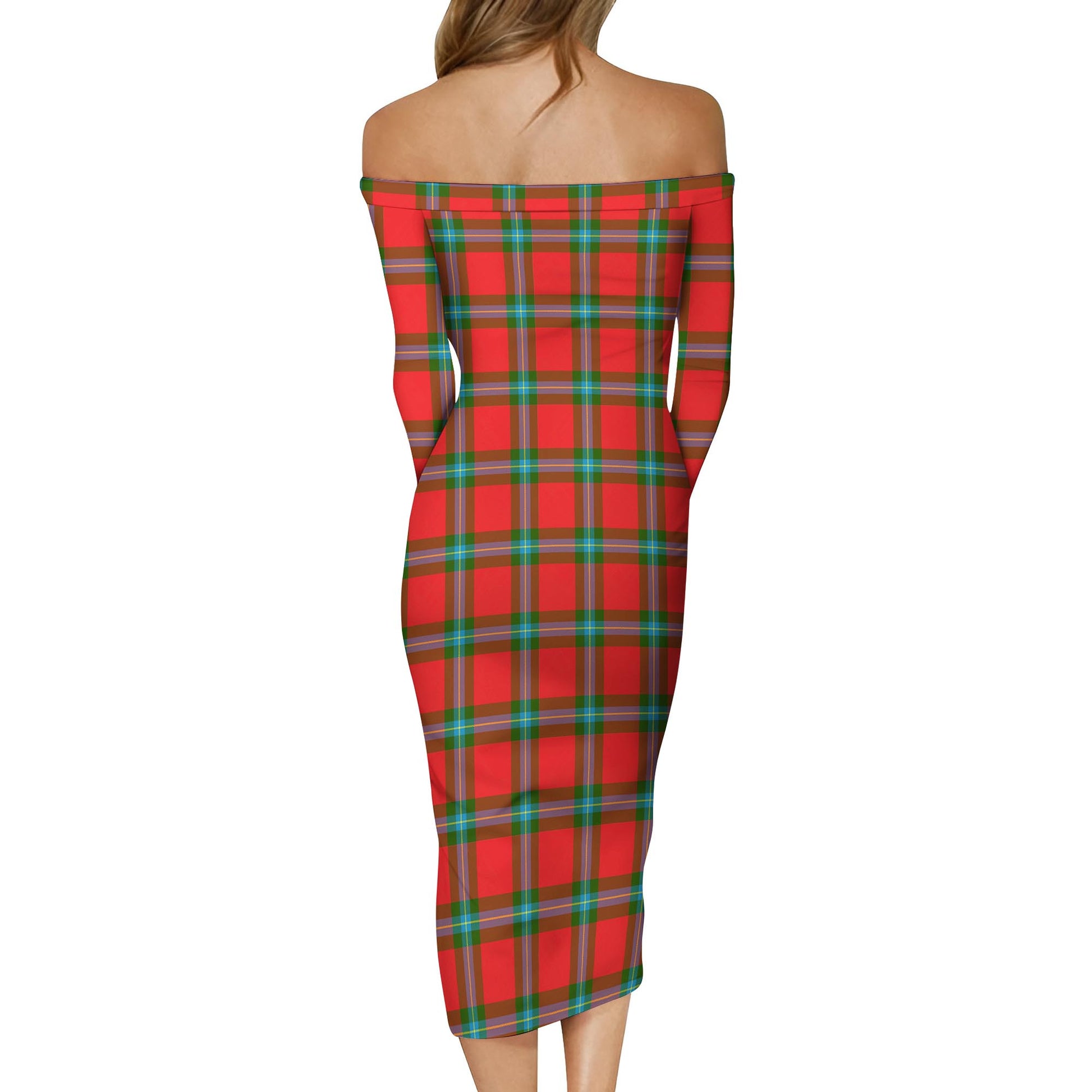 MacLaine of Loch Buie Tartan Off Shoulder Lady Dress - Tartanvibesclothing