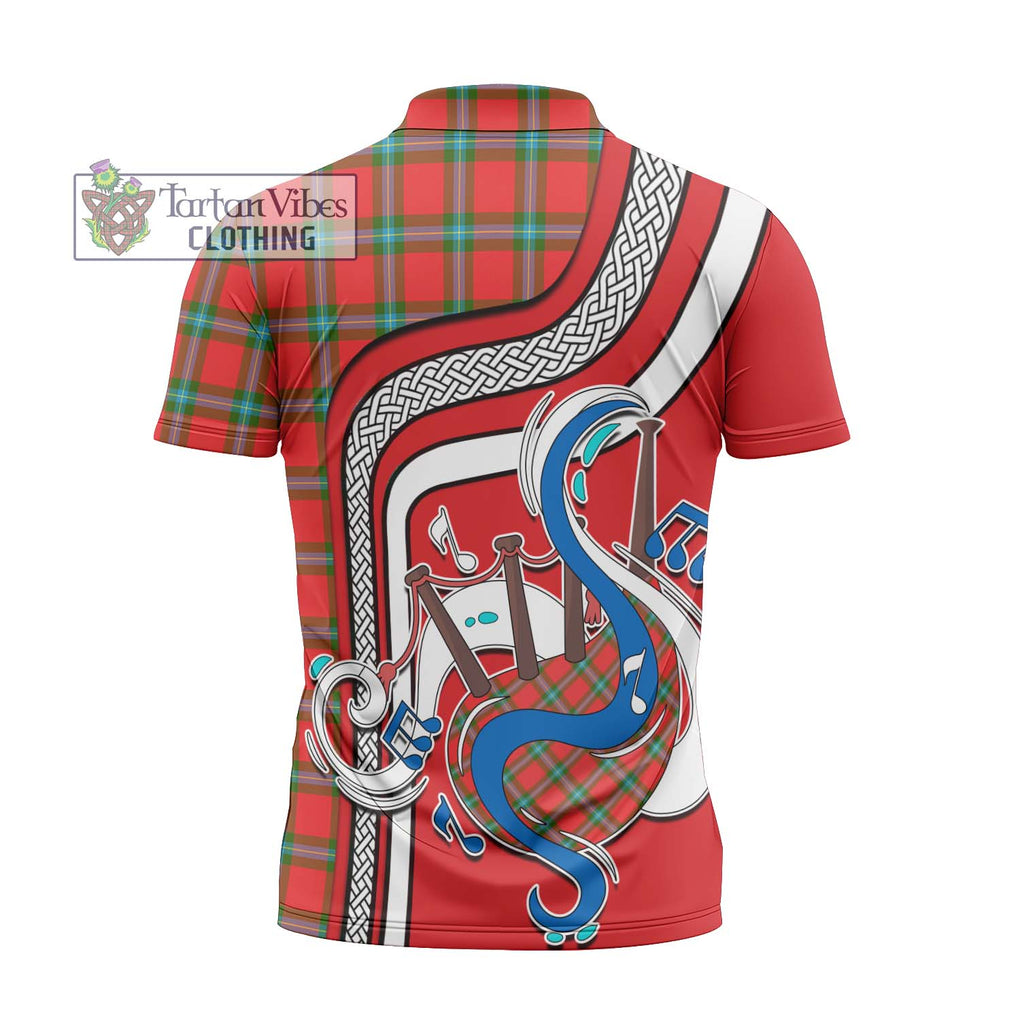 MacLaine (McLaine) Tartan Zipper Polo Shirt with Epic Bagpipe Style - Tartanvibesclothing Shop