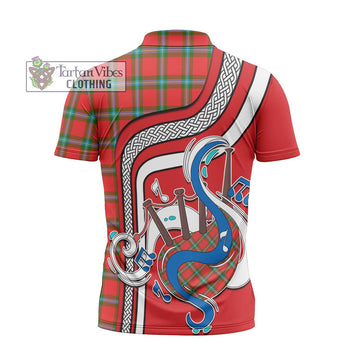MacLaine (McLaine) Tartan Zipper Polo Shirt with Epic Bagpipe Style