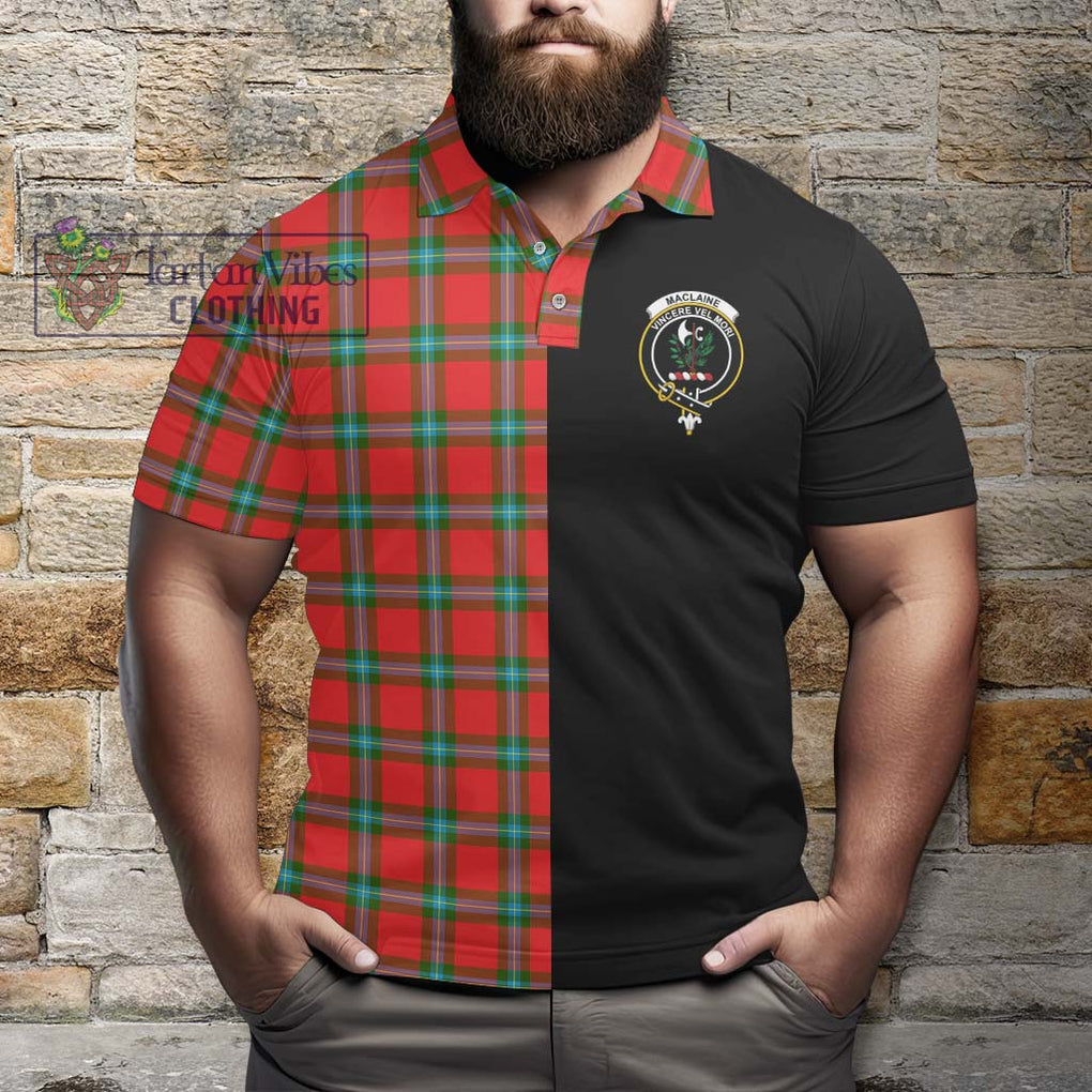 MacLaine (McLaine) Tartan Polo Shirt with Family Crest and Half Of Me Style - Tartanvibesclothing Shop