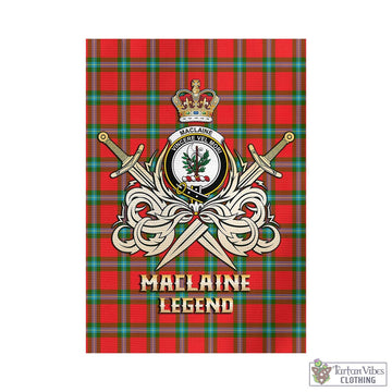 MacLaine (McLaine) Tartan Garden Flag with Clan Crest and the Golden Sword of Courageous Legacy