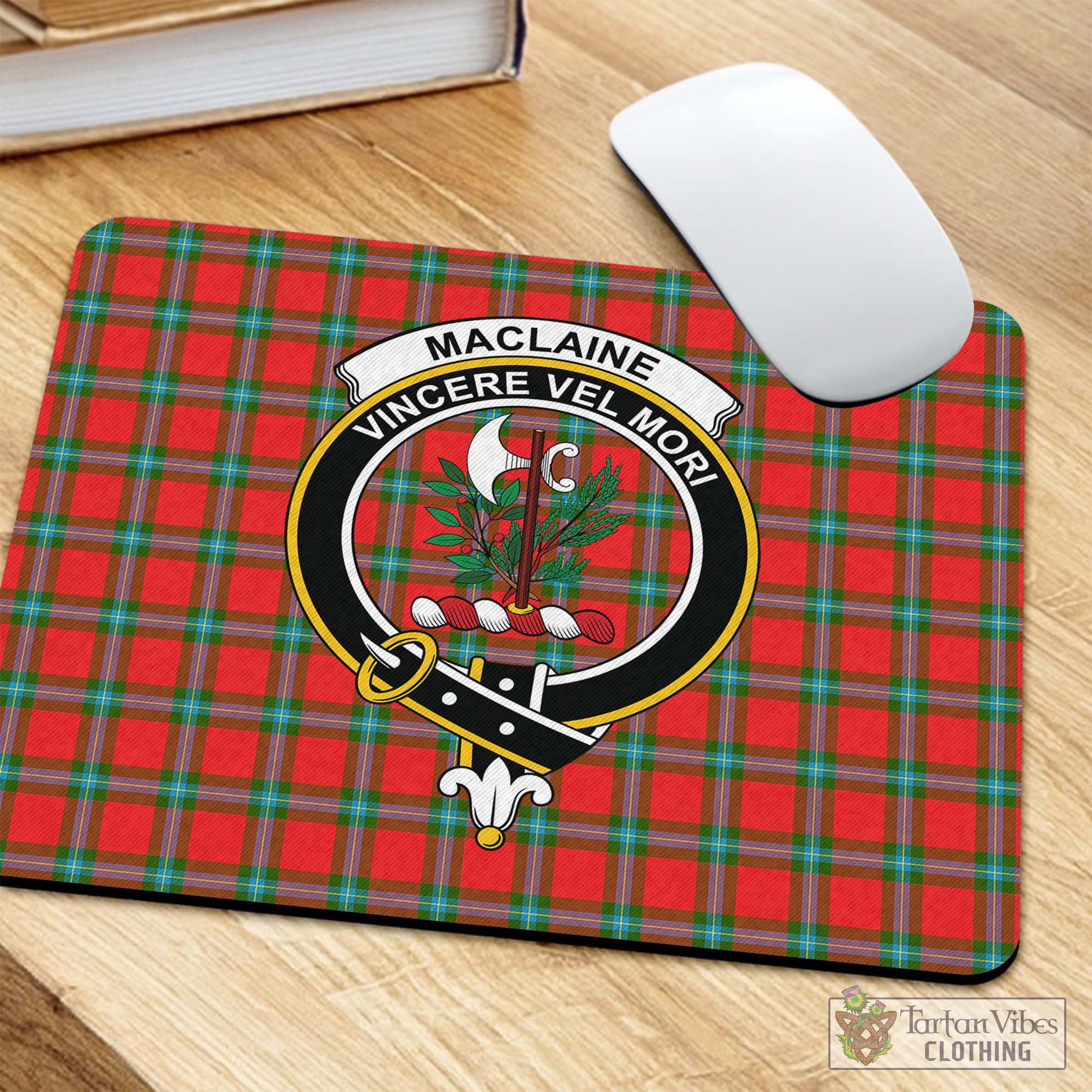 Tartan Vibes Clothing MacLaine of Loch Buie Tartan Mouse Pad with Family Crest