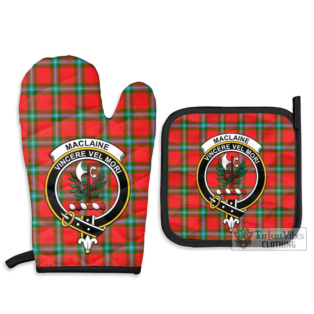 MacLaine (McLaine) Tartan Combo Oven Mitt & Pot-Holder with Family Crest Combo 1 Oven Mitt & 2 Pot-Holder Black - Tartan Vibes Clothing
