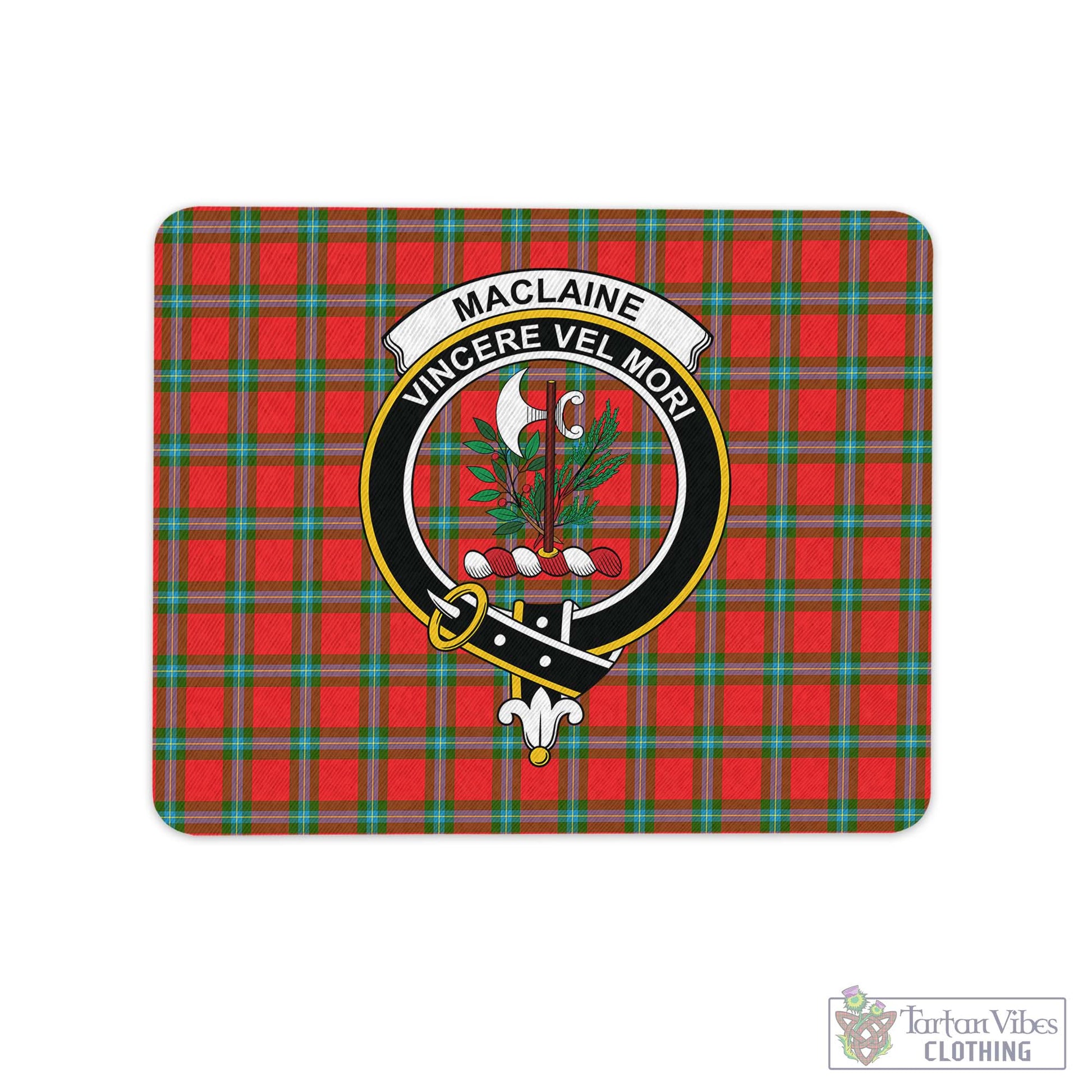 Tartan Vibes Clothing MacLaine of Loch Buie Tartan Mouse Pad with Family Crest