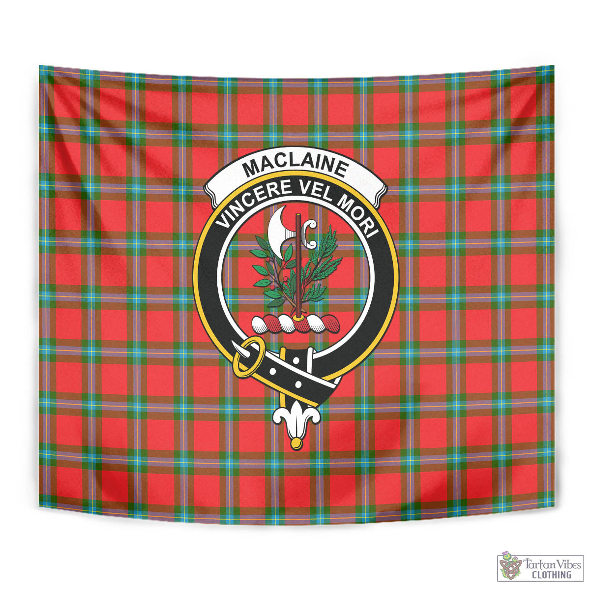 Tartan Vibes Clothing MacLaine of Loch Buie Tartan Tapestry Wall Hanging and Home Decor for Room with Family Crest