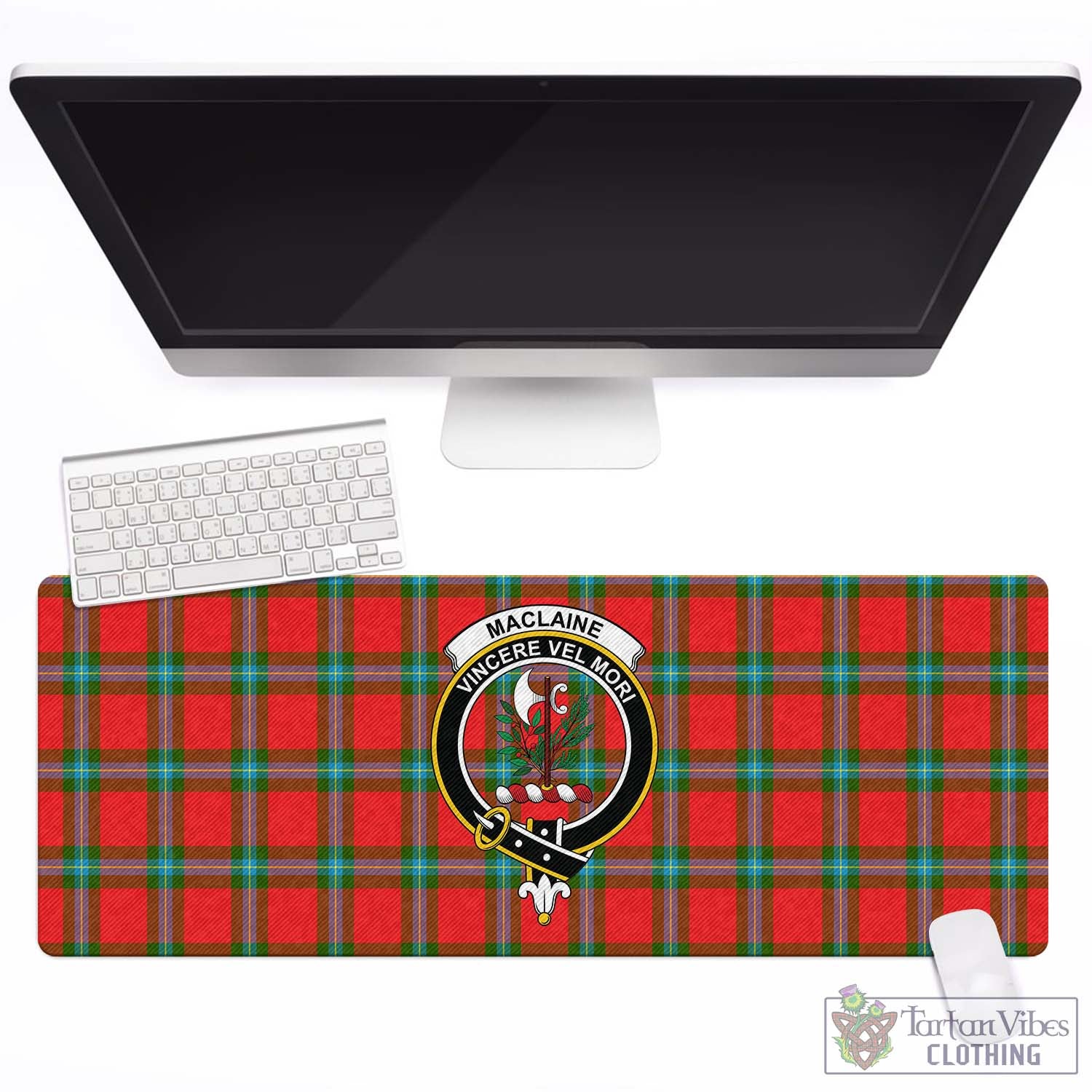 Tartan Vibes Clothing MacLaine of Loch Buie Tartan Mouse Pad with Family Crest
