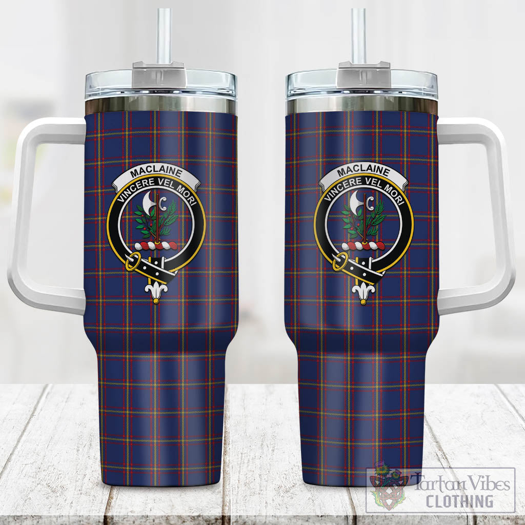 Tartan Vibes Clothing MacLaine of Lochbuie Tartan and Family Crest Tumbler with Handle