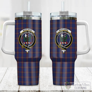 MacLaine of Lochbuie Tartan and Family Crest Tumbler with Handle