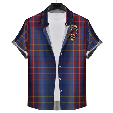 MacLaine of Lochbuie Tartan Short Sleeve Button Down Shirt with Family Crest