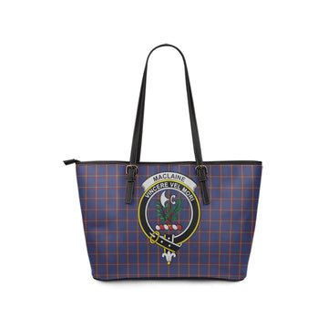 MacLaine of Lochbuie Tartan Leather Tote Bag with Family Crest