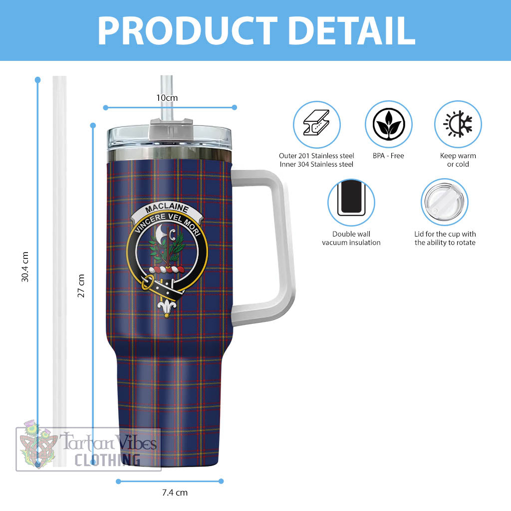 Tartan Vibes Clothing MacLaine of Lochbuie Tartan and Family Crest Tumbler with Handle