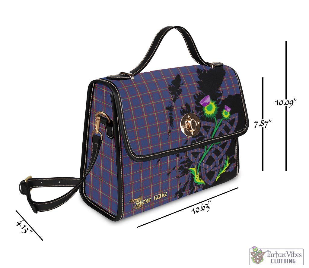 Tartan Vibes Clothing MacLaine of Lochbuie Tartan Waterproof Canvas Bag with Scotland Map and Thistle Celtic Accents
