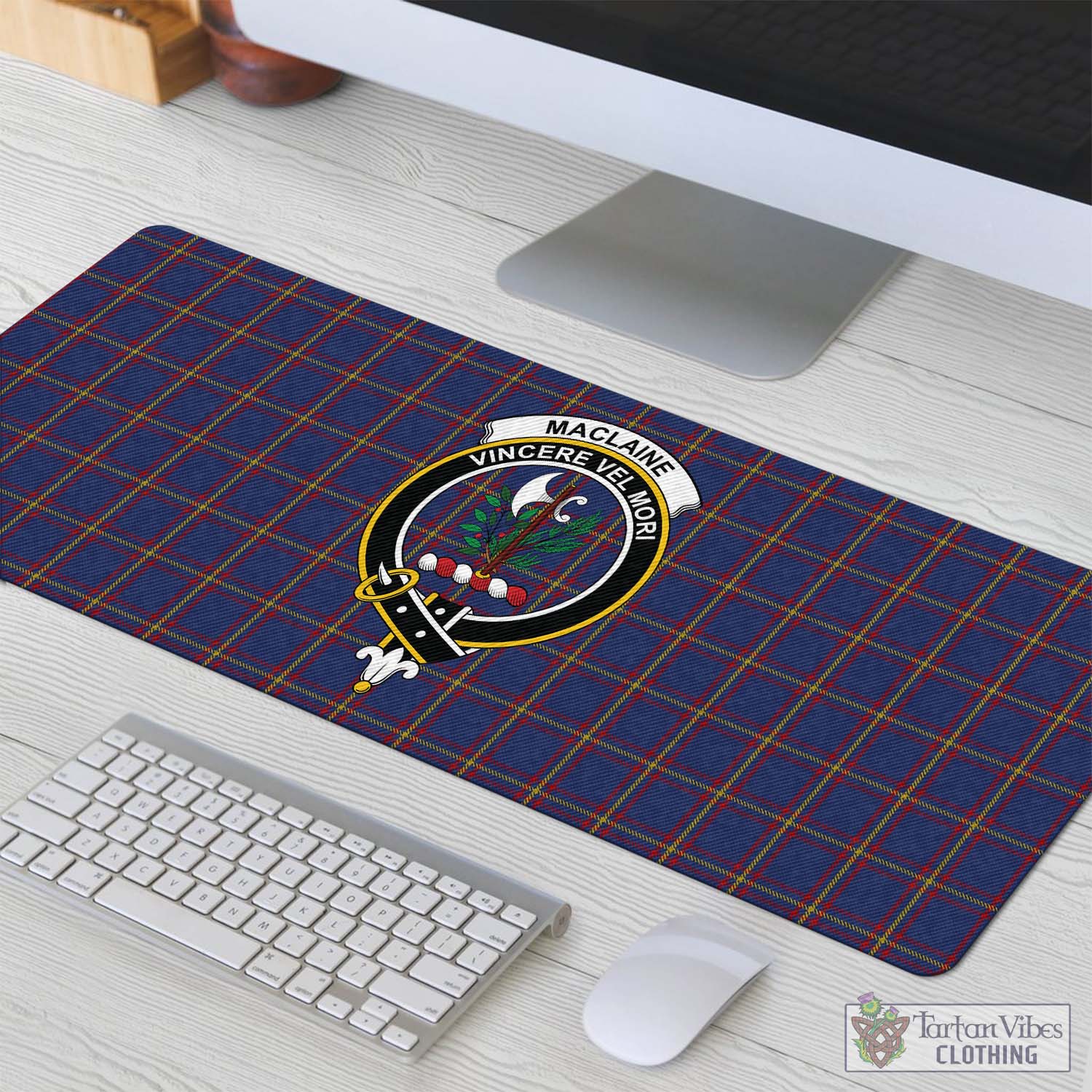 Tartan Vibes Clothing MacLaine of Lochbuie Tartan Mouse Pad with Family Crest