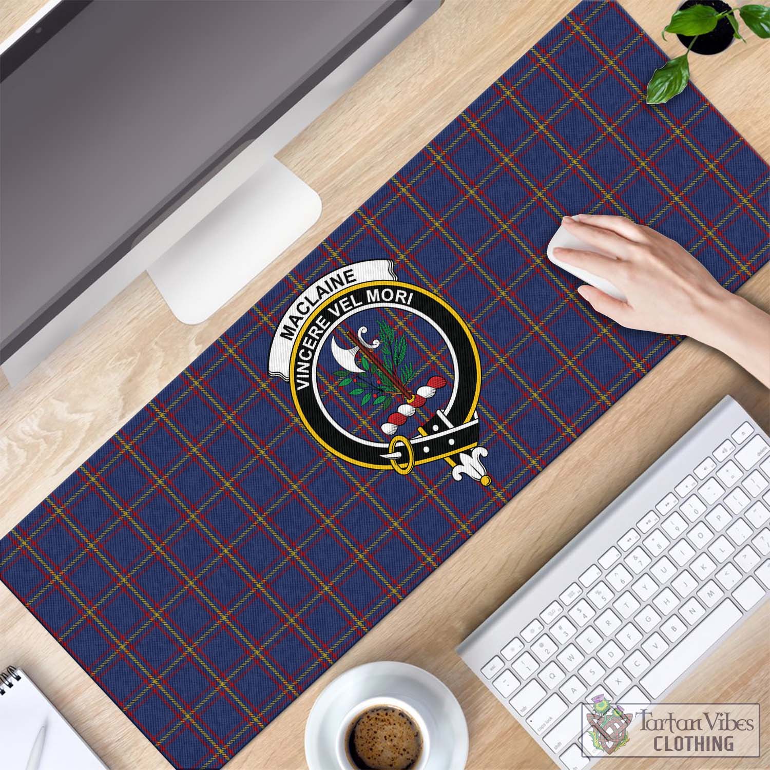 Tartan Vibes Clothing MacLaine of Lochbuie Tartan Mouse Pad with Family Crest