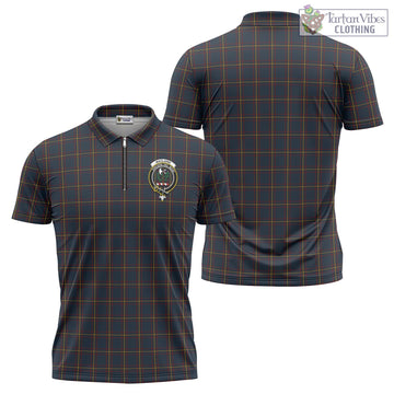 MacLaine of Lochbuie Hunting Tartan Zipper Polo Shirt with Family Crest