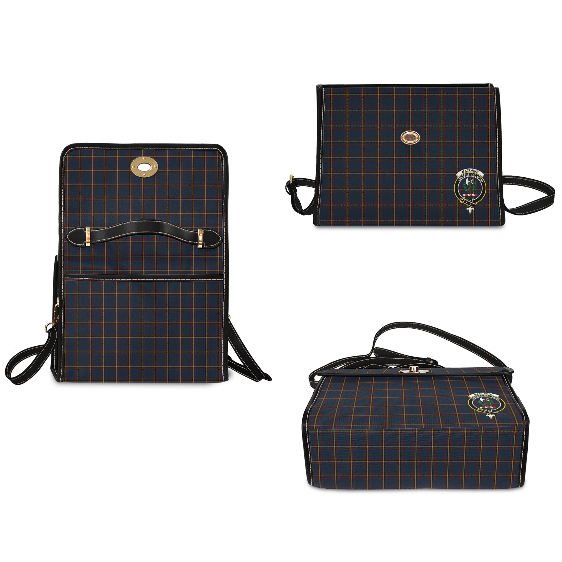 maclaine-of-lochbuie-hunting-tartan-leather-strap-waterproof-canvas-bag-with-family-crest