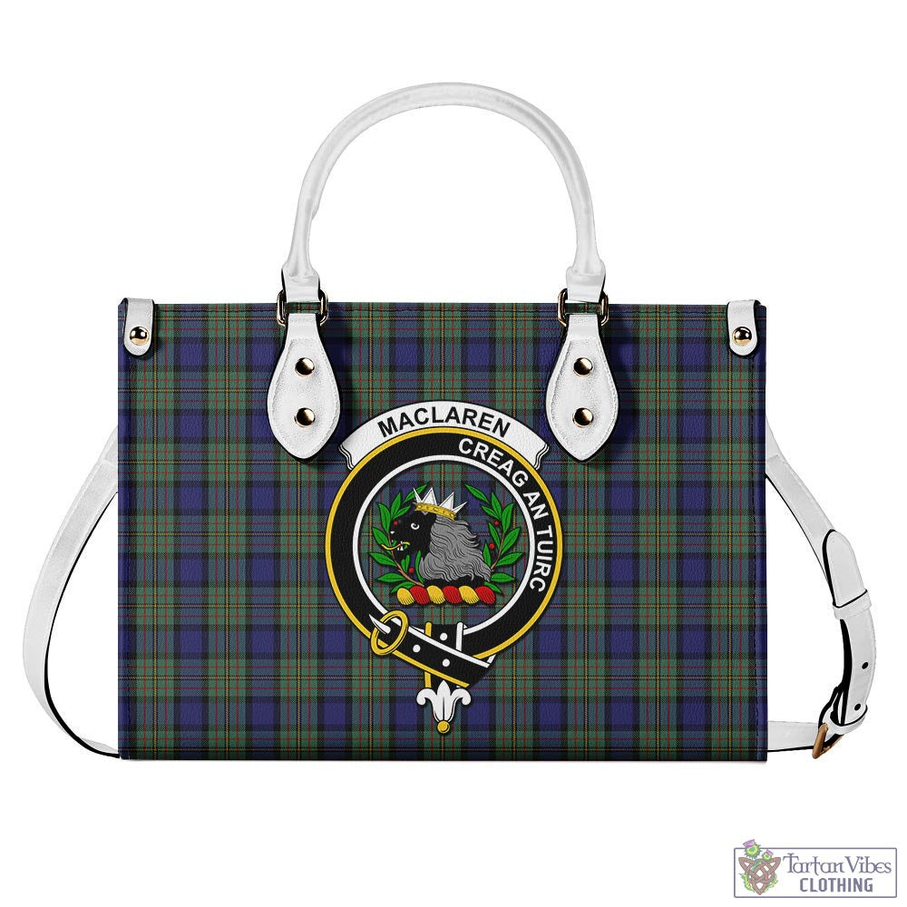 Tartan Vibes Clothing MacLaren Tartan Luxury Leather Handbags with Family Crest