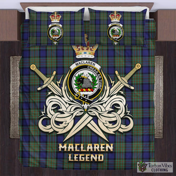 MacLaren Tartan Bedding Set with Clan Crest and the Golden Sword of Courageous Legacy