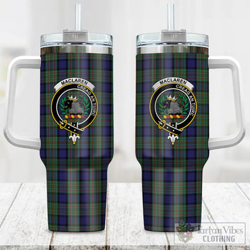 Tartan Vibes Clothing MacLaren Tartan and Family Crest Tumbler with Handle