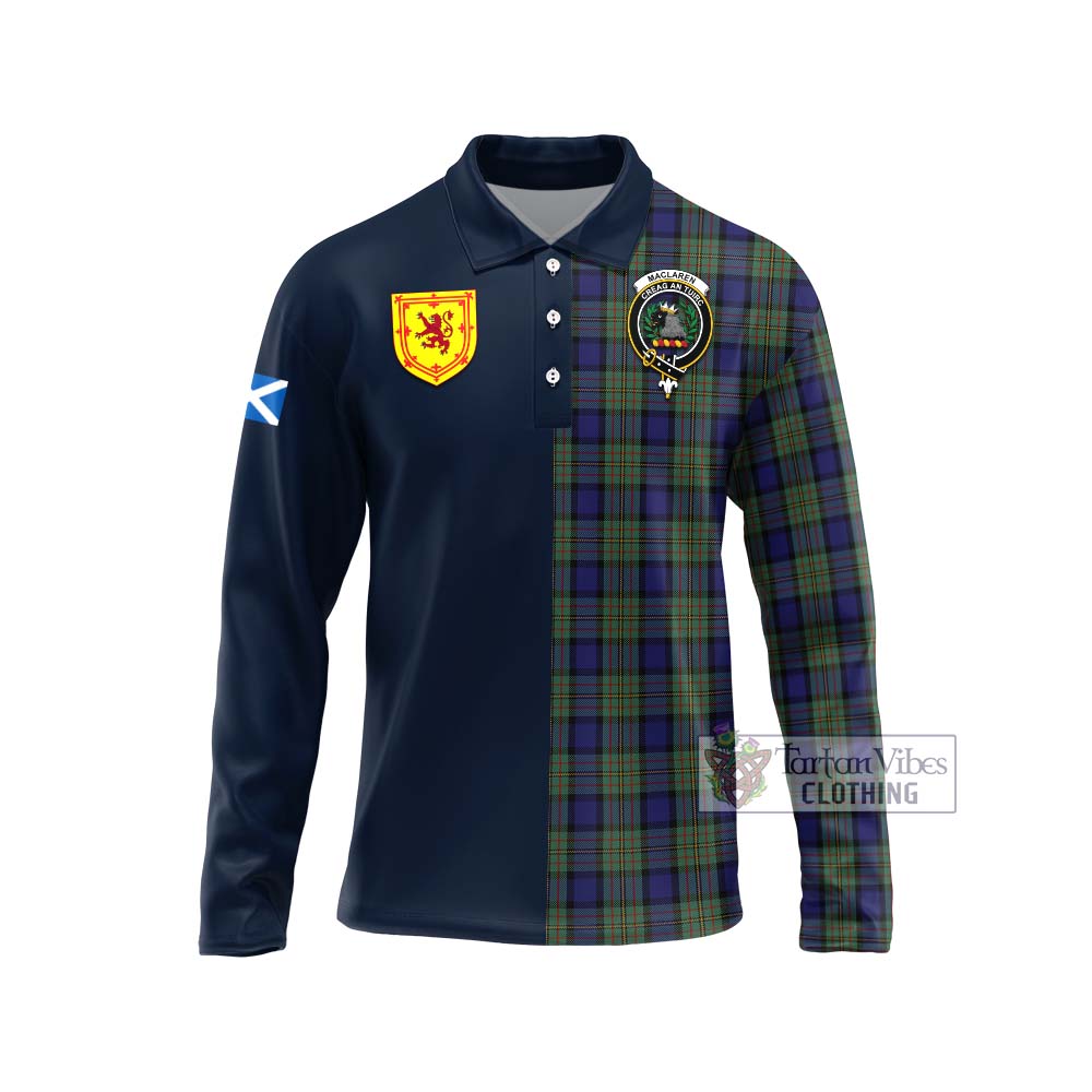 MacLaren (McLaren) Tartan Long Sleeve Polo Shirt Alba with Scottish Lion Royal Arm Half Style Unisex - Tartan Vibes Clothing