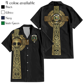 MacLaren (McLaren) Clan Mens Hawaiian Shirt Shirt with Golden Celtic Tree Of Life