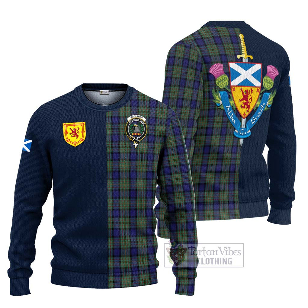 Tartan Vibes Clothing MacLaren Tartan Knitted Sweater with Scottish Lion Royal Arm Half Style