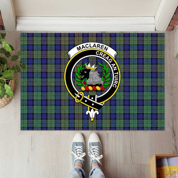 MacLaren (McLaren) Tartan Rubber Doormat with Family Crest