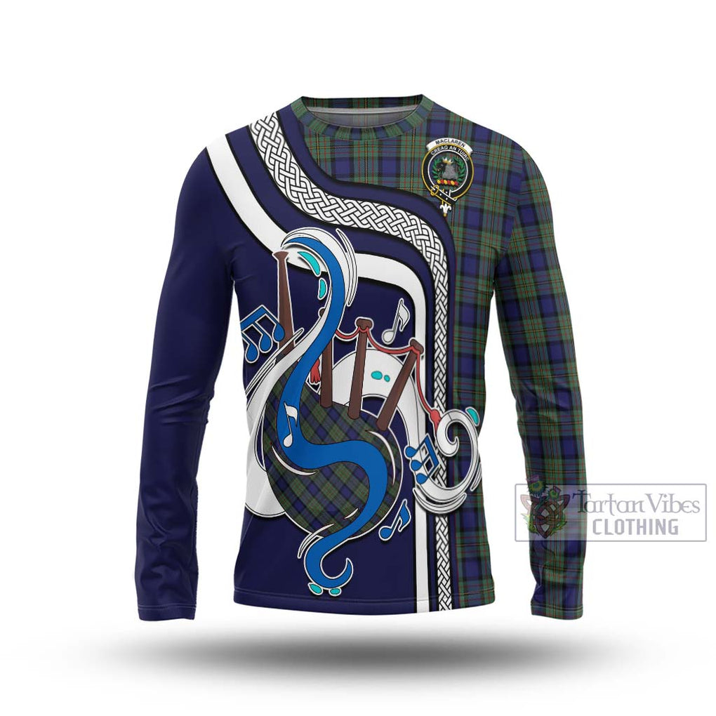 Tartan Vibes Clothing MacLaren Tartan Long Sleeve T-Shirt with Epic Bagpipe Style