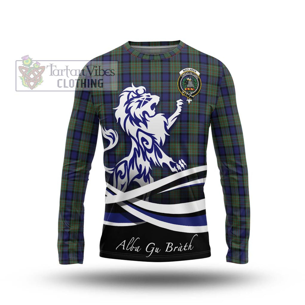 MacLaren (McLaren) Tartan Long Sleeve T-Shirt with Alba Gu Brath Regal Lion Emblem Unisex - Tartanvibesclothing Shop