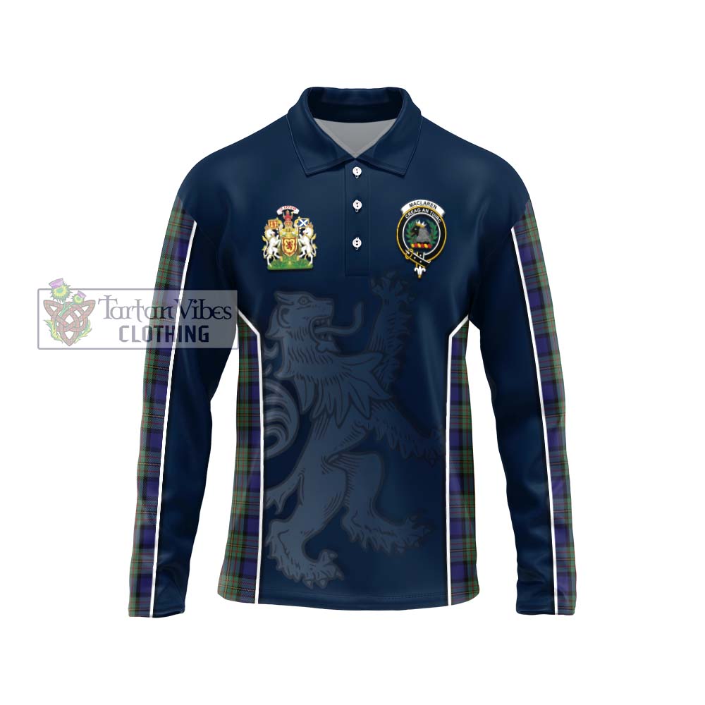 MacLaren (McLaren) Tartan Long Sleeve Polo Shirt with Family Crest and Lion Rampant Vibes Sport Style Unisex - Tartan Vibes Clothing