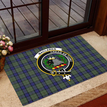 MacLaren (McLaren) Tartan Rubber Doormat with Family Crest