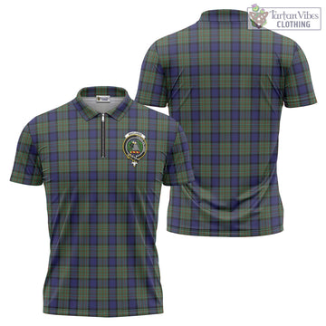Tartan Vibes Clothing MacLaren Tartan Zipper Polo Shirt with Family Crest