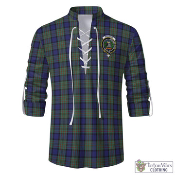 MacLaren Tartan Men's Scottish Traditional Jacobite Ghillie Kilt Shirt with Family Crest