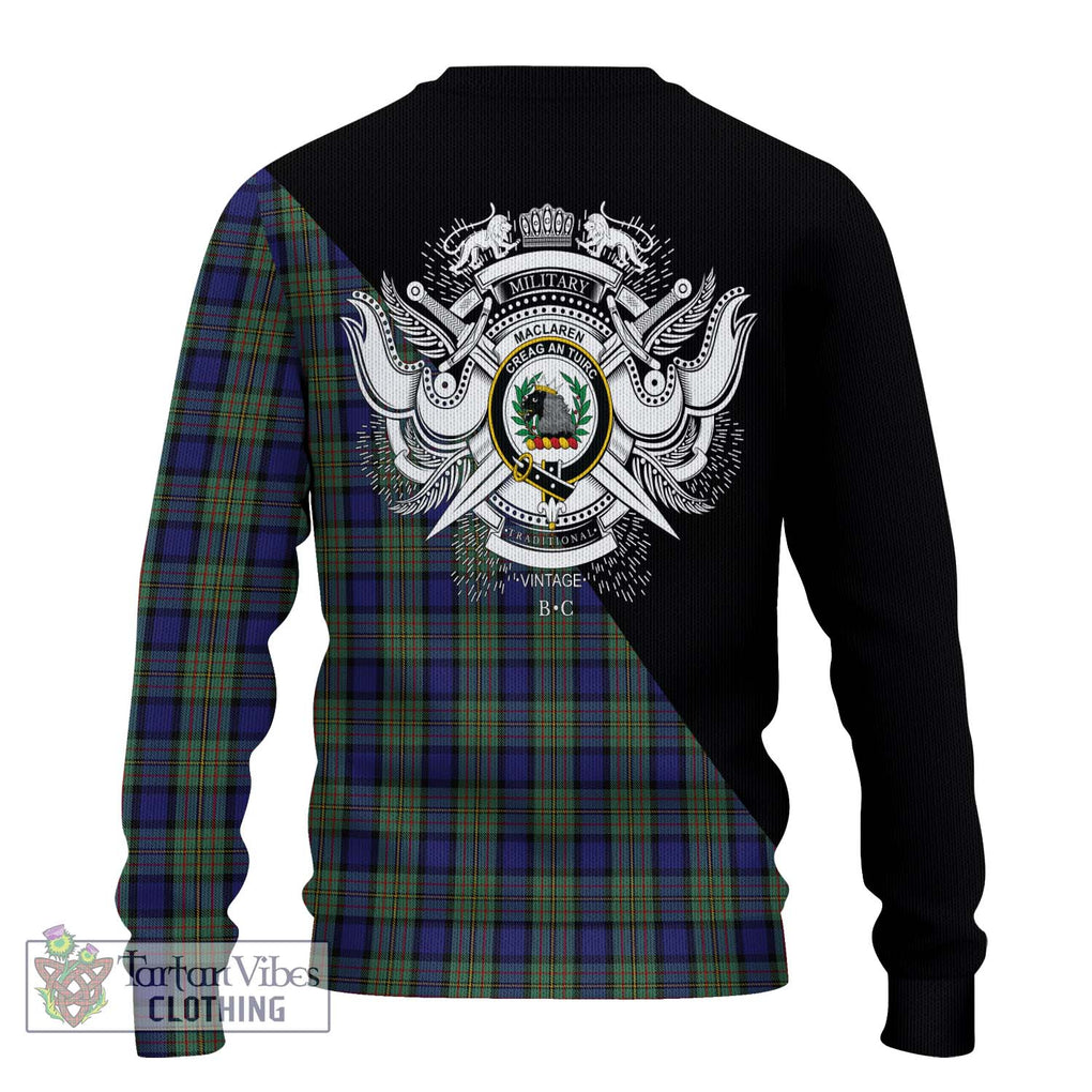 MacLaren (McLaren) Tartan Knitted Sweater with Family Crest and Military Logo Style - Tartanvibesclothing Shop