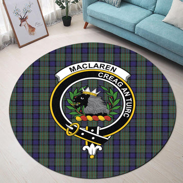 maclaren-tartan-round-rug-with-family-crest