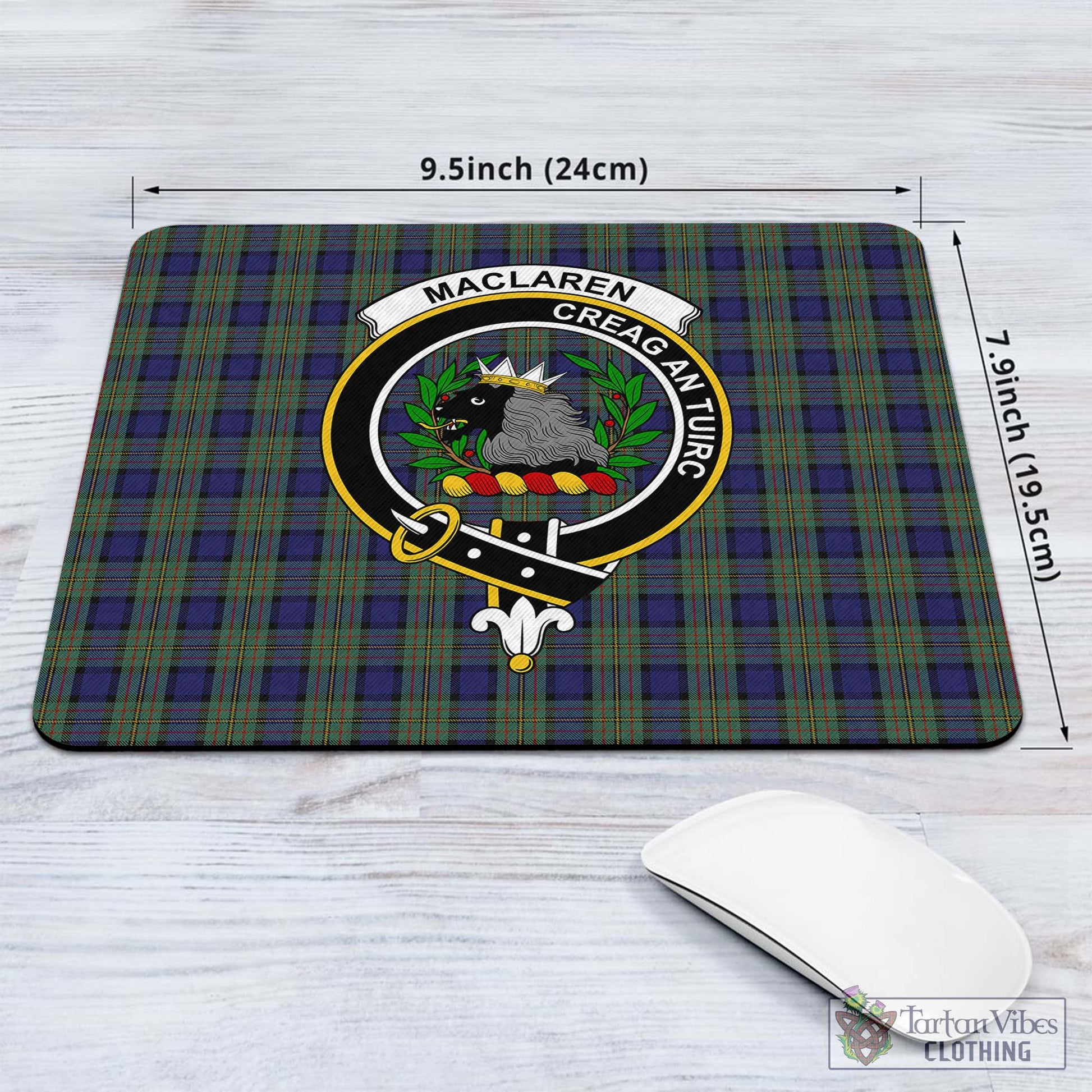 Tartan Vibes Clothing MacLaren Tartan Mouse Pad with Family Crest