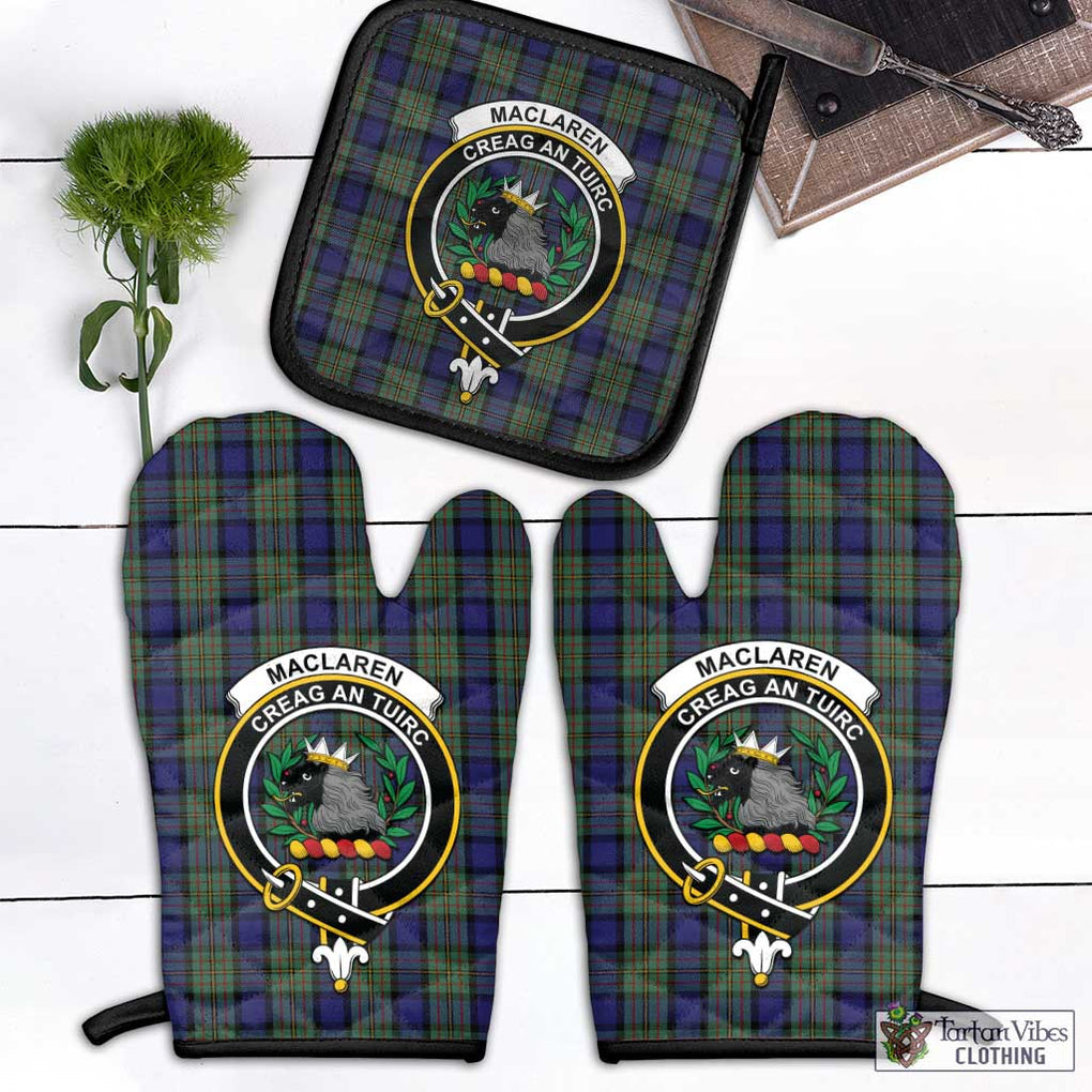 MacLaren (McLaren) Tartan Combo Oven Mitt & Pot-Holder with Family Crest Combo 1 Oven Mitt & 1 Pot-Holder Black - Tartan Vibes Clothing