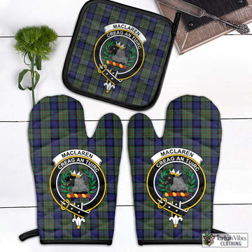 MacLaren (McLaren) Tartan Combo Oven Mitt & Pot-Holder with Family Crest Combo 1 Oven Mitt & 1 Pot-Holder Black - Tartan Vibes Clothing