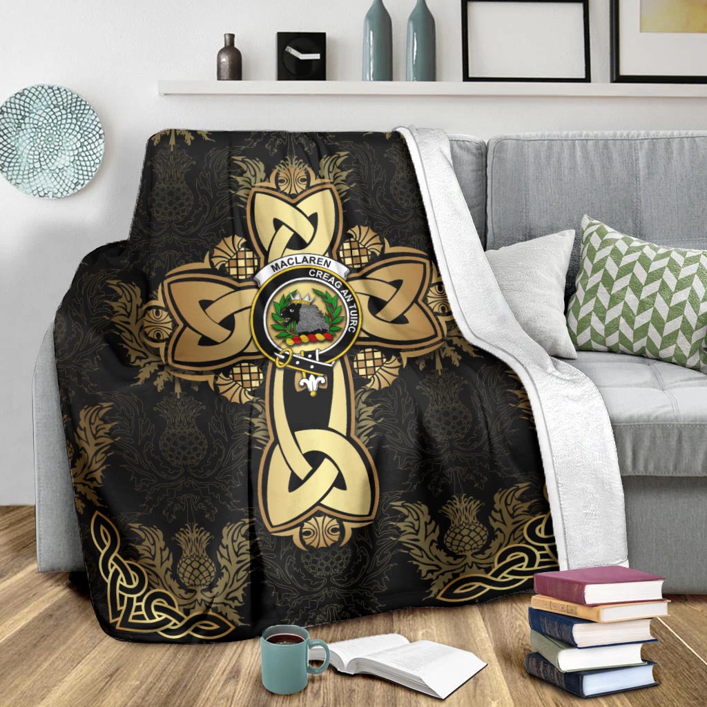 MacLaren Clan Blanket Gold Thistle Celtic Style - Tartanvibesclothing