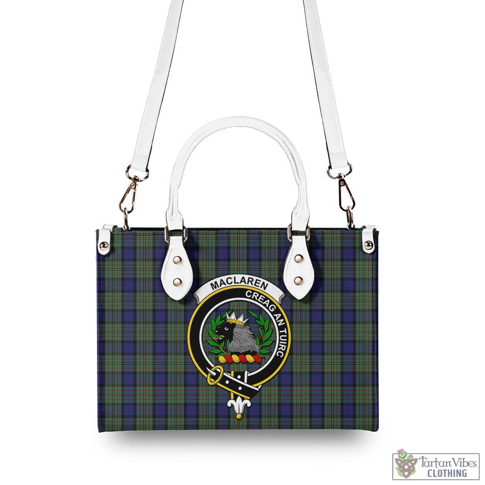 Tartan Vibes Clothing MacLaren Tartan Luxury Leather Handbags with Family Crest