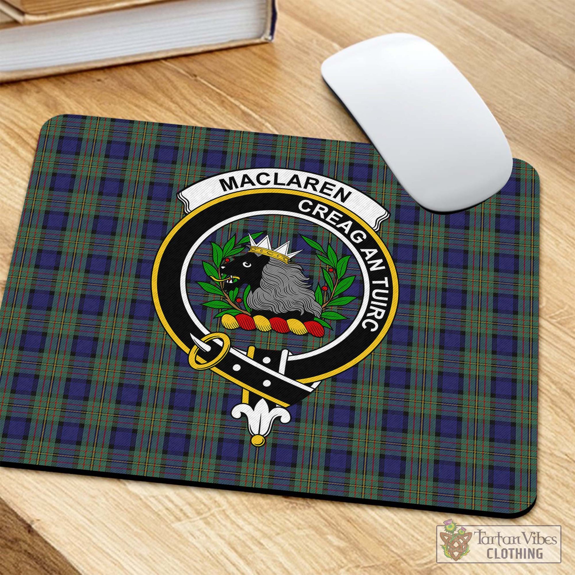 Tartan Vibes Clothing MacLaren Tartan Mouse Pad with Family Crest