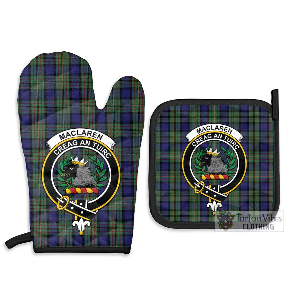 MacLaren (McLaren) Tartan Combo Oven Mitt & Pot-Holder with Family Crest Combo 1 Oven Mitt & 2 Pot-Holder Black - Tartan Vibes Clothing