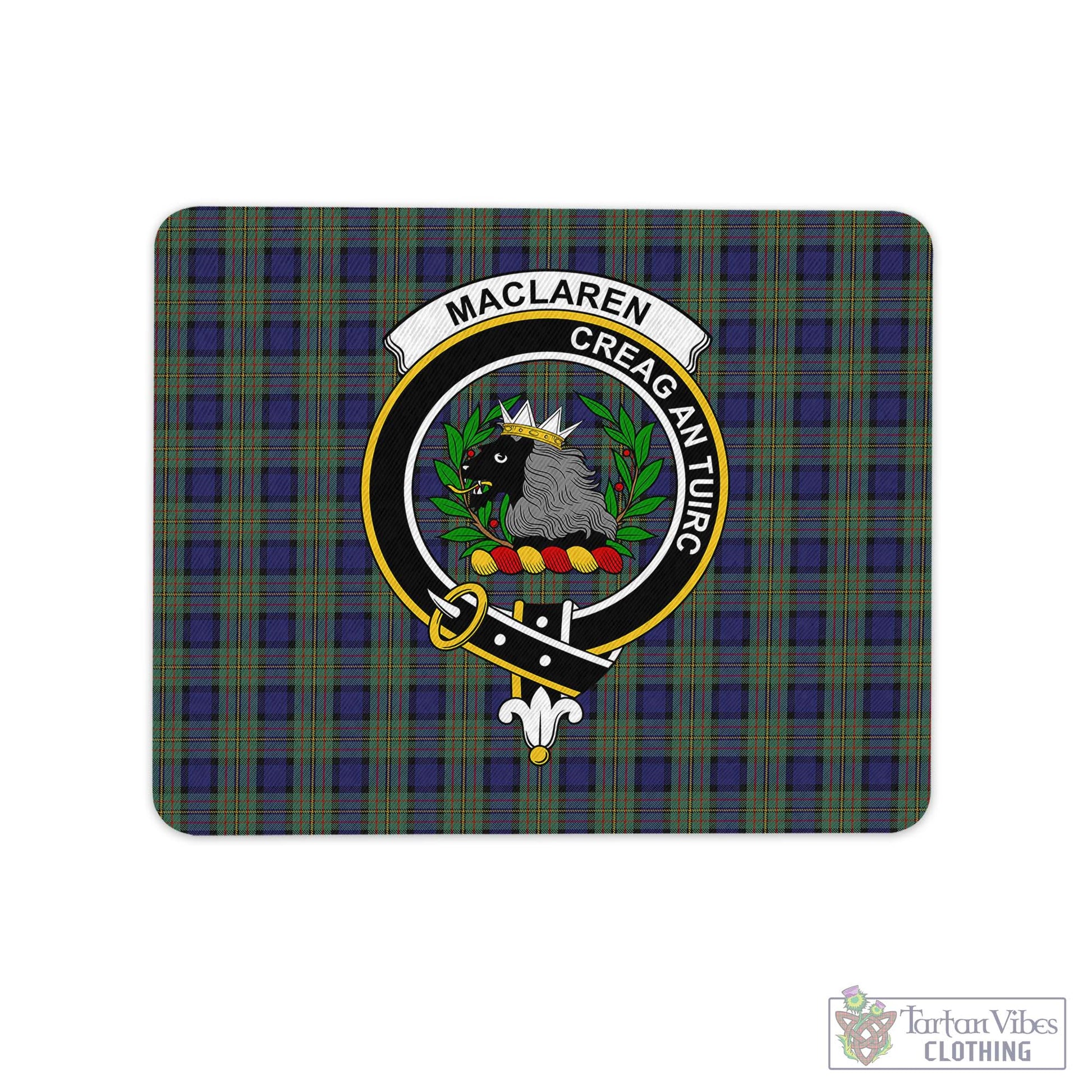 Tartan Vibes Clothing MacLaren Tartan Mouse Pad with Family Crest