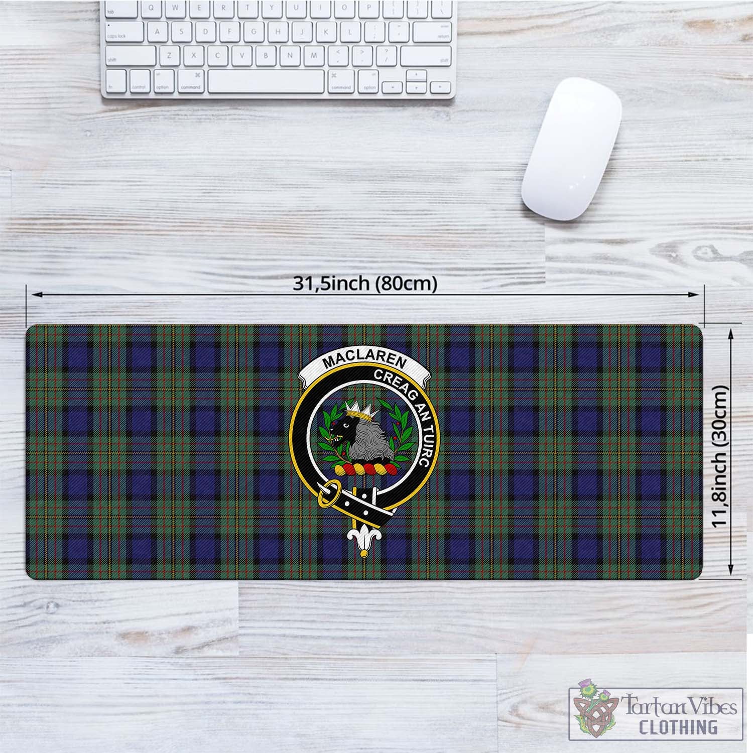 Tartan Vibes Clothing MacLaren Tartan Mouse Pad with Family Crest