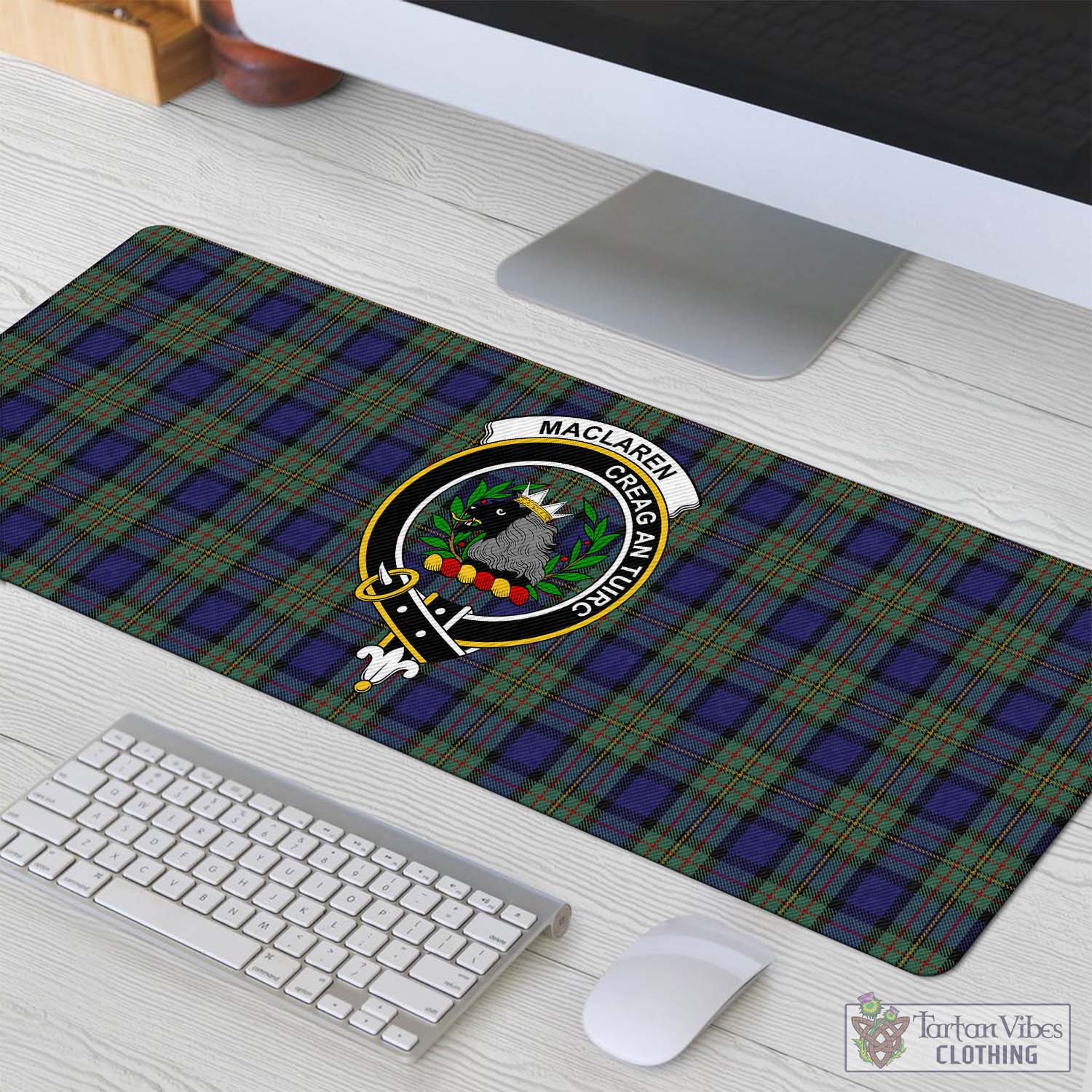 Tartan Vibes Clothing MacLaren Tartan Mouse Pad with Family Crest