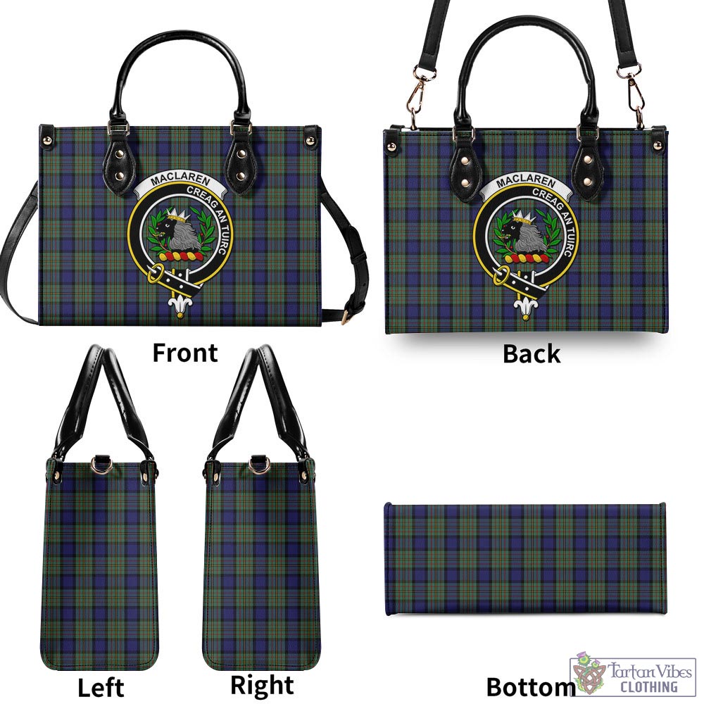 Tartan Vibes Clothing MacLaren Tartan Luxury Leather Handbags with Family Crest