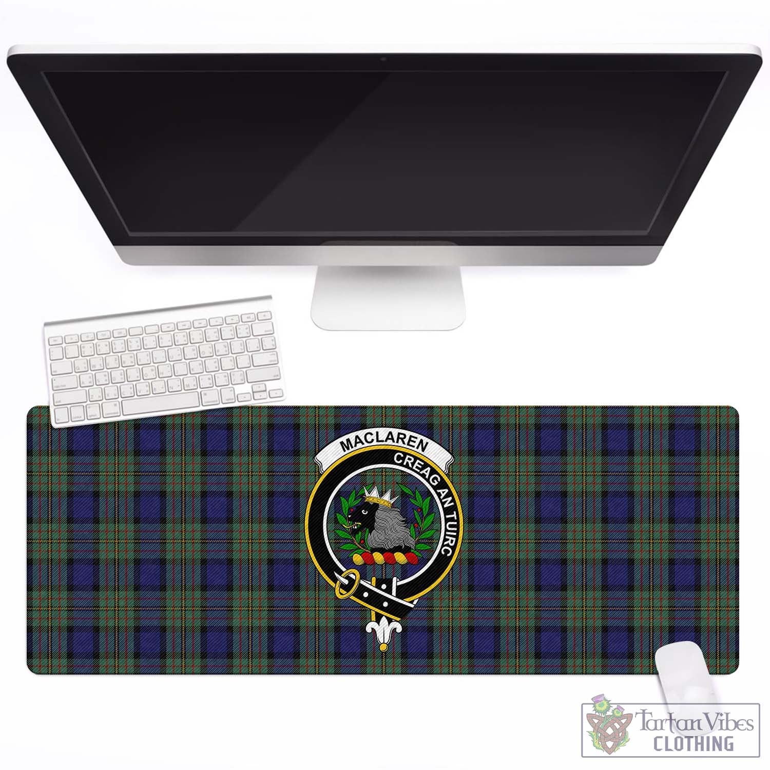 Tartan Vibes Clothing MacLaren Tartan Mouse Pad with Family Crest