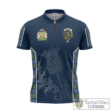MacLaren Ancient Tartan Zipper Polo Shirt with Family Crest and Scottish Thistle Vibes Sport Style