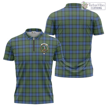 MacLaren Ancient Tartan Zipper Polo Shirt with Family Crest